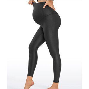 CRZ Yoga Butterluxe Maternity Legging 25" Black Classic Shiny Size Small Shimmer